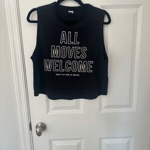 Zumba Fitness Black Tank Top with White Lettering - "All Moves Welcome"